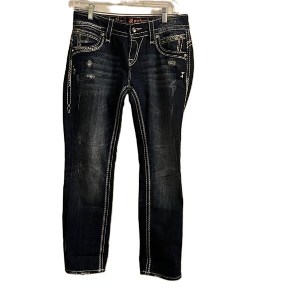 Rock Revival Denim - Rock Revival Becky Easy Capri Jeans Thick Stitch Rhinestone Bling Womens Size 27